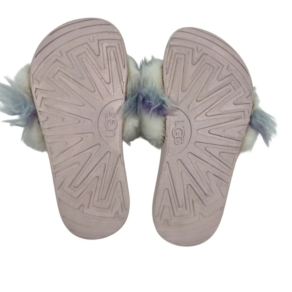 UGG Pastel Pink Fluffy Unicorn Slide Slipper Sz 13